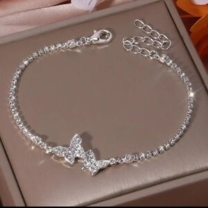 Elegant Silver Butterfly Bracelet ,Sparkly, Sweet